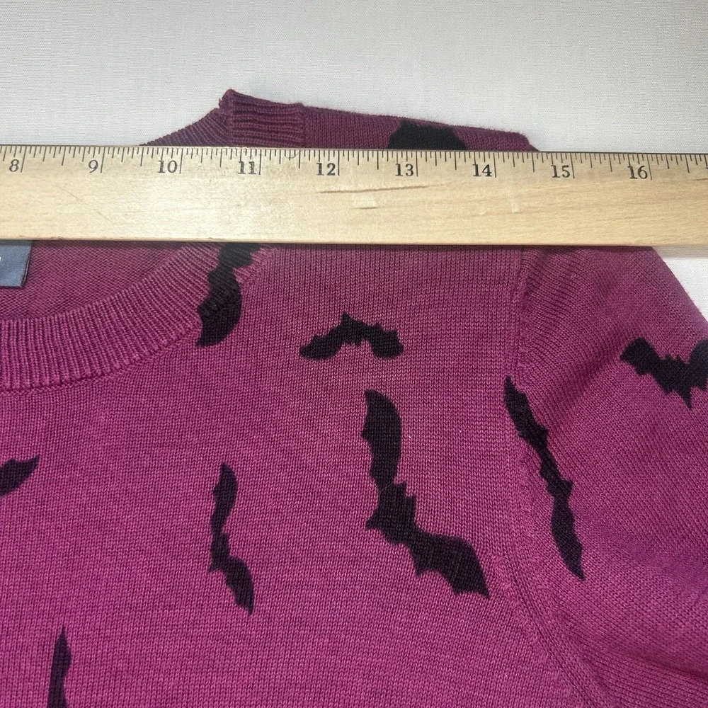 Modcloth Bat Dress Large Knit Midi Sweater Bodycon Purple Goth Witch Halloween - Picture 11 of 16